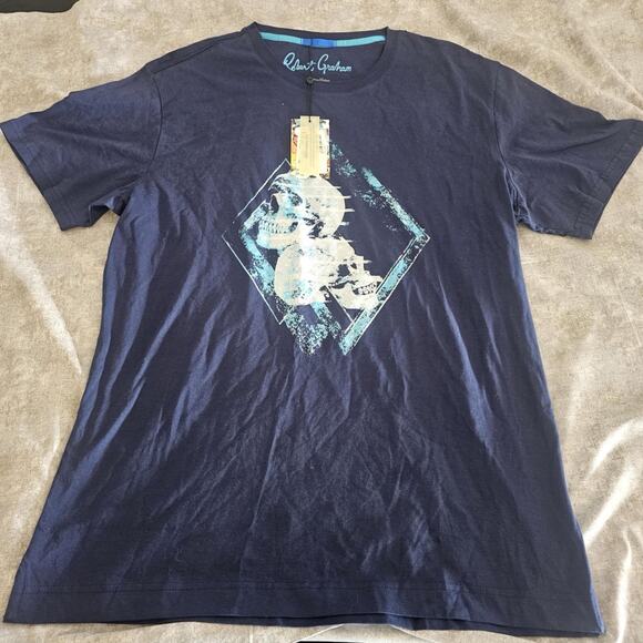 Robert Graham L2145 Mens Navy Classic Fit Graphic Short Sleeve Tee Size Large - Picture 1 of 5